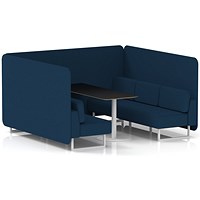 Brixworth 6 Seater Bench Booth With Table, White Legs, Black Table With White Leg, X2 Fabric, Calculus Panels And Sofa