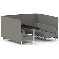 Brixworth 6 Seater Bench Booth With Table, White Legs, Black Table With White Leg, X2 Fabric, Number Panels And Sofa