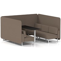 Brixworth 6 Seater Bench Booth With Table, White Legs, Black Table With White Leg, X2 Fabric, Theory Panels And Sofa