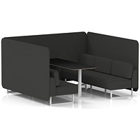 Brixworth 6 Seater Bench Booth With Table, White Legs, Black Table With White Leg, Synergy Fabric, Mix Panels And Sofa