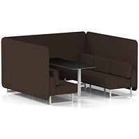 Brixworth 6 Seater Bench Booth With Table, White Legs, Black Table With White Leg, Synergy Fabric, Wed Panels And Sofa