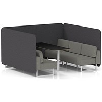 Brixworth 6 Seater Bench Booth With Table, White Legs, Black Table With White Leg, X2 Fabric, Arithmetic Panels And Number Sofa