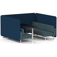 Brixworth 6 Seater Bench Booth With Table, White Legs, Black Table With White Leg, X2 Fabric, Calculus Panels And Polygon Sofa