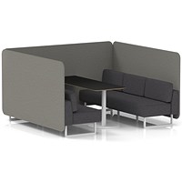 Brixworth 6 Seater Bench Booth With Table, White Legs, Black Table With White Leg, X2 Fabric, Number Panels And Arithmetic Sofa