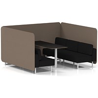 Brixworth 6 Seater Bench Booth With Table, White Legs, Black Table With White Leg, X2 Fabric, Theory Panels And Diameter Sofa