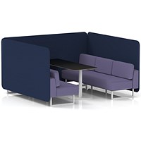 Brixworth 6 Seater Bench Booth With Table, White Legs, Black Table With White Leg, Synergy Fabric, Alike Panels And Order Sofa