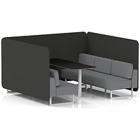 Brixworth 6 Seater Bench Booth With Table, White Legs, Black Table With White Leg, Synergy Fabric, Mix Panels And Partner Sofa