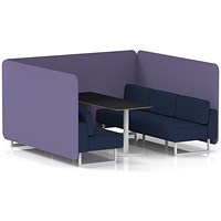 Brixworth 6 Seater Bench Booth With Table, White Legs, Black Table With White Leg, Synergy Fabric, Order Panels And Alike Sofa