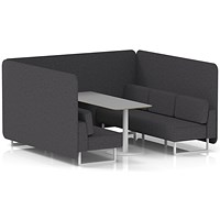 Brixworth 6 Seater Bench Booth With Table, White Legs, Grey Table With White Leg, X2 Fabric, Arithmetic Panels And Sofa