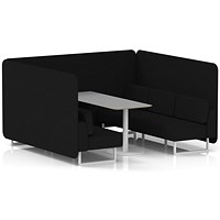 Brixworth 6 Seater Bench Booth With Table, White Legs, Grey Table With White Leg, X2 Fabric, Diameter Panels And Sofa