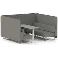 Brixworth 6 Seater Bench Booth With Table, White Legs, Grey Table With White Leg, X2 Fabric, Number Panels And Sofa