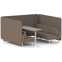 Brixworth 6 Seater Bench Booth With Table, White Legs, Grey Table With White Leg, X2 Fabric, Theory Panels And Sofa