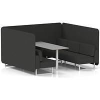 Brixworth 6 Seater Bench Booth With Table, White Legs, Grey Table With White Leg, Synergy Fabric, Mix Panels And Sofa