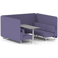Brixworth 6 Seater Bench Booth With Table, White Legs, Grey Table With White Leg, Synergy Fabric, Order Panels And Sofa