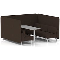Brixworth 6 Seater Bench Booth With Table, White Legs, Grey Table With White Leg, Synergy Fabric, Wed Panels And Sofa