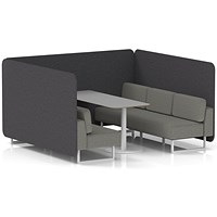 Brixworth 6 Seater Bench Booth With Table, White Legs, Grey Table With White Leg, X2 Fabric, Arithmetic Panels And Number Sofa