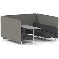 Brixworth 6 Seater Bench Booth With Table, White Legs, Grey Table With White Leg, X2 Fabric, Number Panels And Arithmetic Sofa