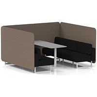 Brixworth 6 Seater Bench Booth With Table, White Legs, Grey Table With White Leg, X2 Fabric, Theory Panels And Diameter Sofa