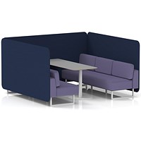 Brixworth 6 Seater Bench Booth With Table, White Legs, Grey Table With White Leg, Synergy Fabric, Alike Panels And Order Sofa