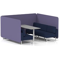 Brixworth 6 Seater Bench Booth With Table, White Legs, Grey Table With White Leg, Synergy Fabric, Order Panels And Alike Sofa