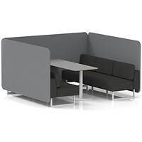 Brixworth 6 Seater Bench Booth With Table, White Legs, Grey Table With White Leg, Synergy Fabric, Partner Panels And Mix Sofa