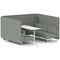 Brixworth 6 Seater Bench Booth With Table, White Legs, White Table, Rivet Fabric, Prime Panels And Sofa