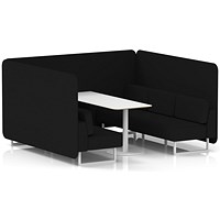 Brixworth 6 Seater Bench Booth With Table, White Legs, White Table, X2 Fabric, Diameter Panels And Sofa