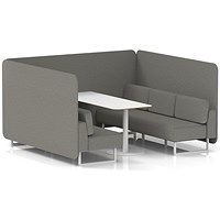 Brixworth 6 Seater Bench Booth With Table, White Legs, White Table, X2 Fabric, Number Panels And Sofa