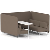 Brixworth 6 Seater Bench Booth With Table, White Legs, White Table, X2 Fabric, Theory Panels And Sofa