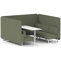 Brixworth 6 Seater Bench Booth With Table, White Legs, White Table, Main Line Flax Fabric, Monument Panels And Sofa