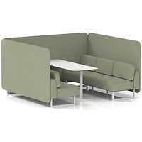 Brixworth 6 Seater Bench Booth With Table, White Legs, White Table, Main Line Flax Fabric, Newbury Panels And Sofa