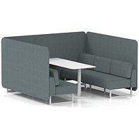 Brixworth 6 Seater Bench Booth With Table, White Legs, White Table, Main Line Flax Fabric, Westminster Panels And Sofa