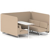 Brixworth 6 Seater Bench Booth With Table, White Legs, White Table, Synergy Fabric, Affix Panels And Sofa