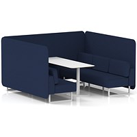 Brixworth 6 Seater Bench Booth With Table, White Legs, White Table, Synergy Fabric, Alike Panels And Sofa