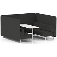 Brixworth 6 Seater Bench Booth With Table, White Legs, White Table, Synergy Fabric, Mix Panels And Sofa