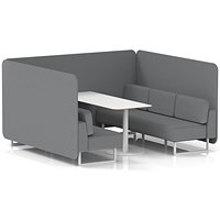 Brixworth 6 Seater Bench Booth With Table, White Legs, White Table, Synergy Fabric, Partner Panels And Sofa