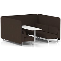 Brixworth 6 Seater Bench Booth With Table, White Legs, White Table, Synergy Fabric, Wed Panels And Sofa