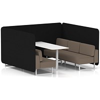 Brixworth 6 Seater Bench Booth With Table, White Legs, White Table, X2 Fabric, Diameter Panels And Theory Sofa