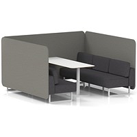 Brixworth 6 Seater Bench Booth With Table, White Legs, White Table, X2 Fabric, Number Panels And Arithmetic Sofa