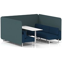 Brixworth 6 Seater Bench Booth With Table, White Legs, White Table, X2 Fabric, Polygon Panels And Calculus Sofa