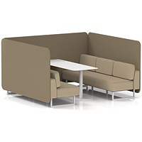 Brixworth 6 Seater Bench Booth With Table, White Legs, White Table, Main Line Flax Fabric, Bank Panels And Upminster Sofa
