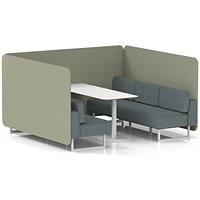 Brixworth 6 Seater Bench Booth With Table, White Legs, White Table, Main Line Flax Fabric, Newbury Panels And Westminster Sofa