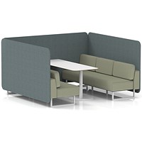 Brixworth 6 Seater Bench Booth With Table, White Legs, White Table, Main Line Flax Fabric, Westminster Panels And Newbury Sofa