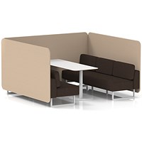 Brixworth 6 Seater Bench Booth With Table, White Legs, White Table, Synergy Fabric, Affix Panels And Wed Sofa