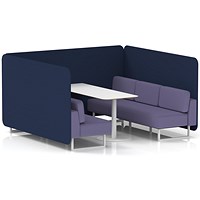 Brixworth 6 Seater Bench Booth With Table, White Legs, White Table, Synergy Fabric, Alike Panels And Order Sofa