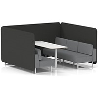 Brixworth 6 Seater Bench Booth With Table, White Legs, White Table, Synergy Fabric, Mix Panels And Partner Sofa