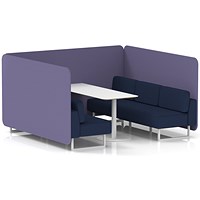 Brixworth 6 Seater Bench Booth With Table, White Legs, White Table, Synergy Fabric, Order Panels And Alike Sofa