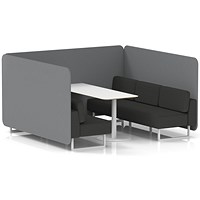 Brixworth 6 Seater Bench Booth With Table, White Legs, White Table, Synergy Fabric, Partner Panels And Mix Sofa