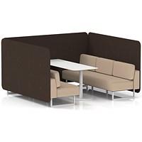 Brixworth 6 Seater Bench Booth With Table, White Legs, White Table, Synergy Fabric, Wed Panels And Affix Sofa