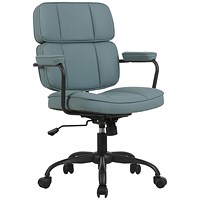 Sky Executive Chair with Fixed Arms Leather Look Blue CH0542BLND
